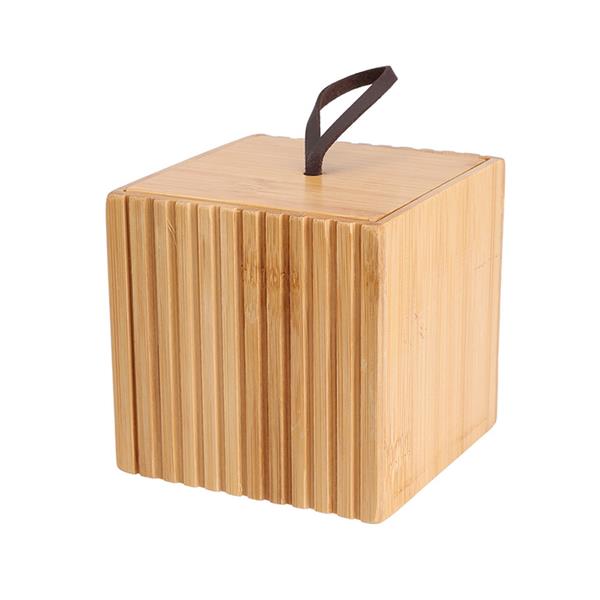 Caja organizador con tapa bambu 9x9x9 cm.