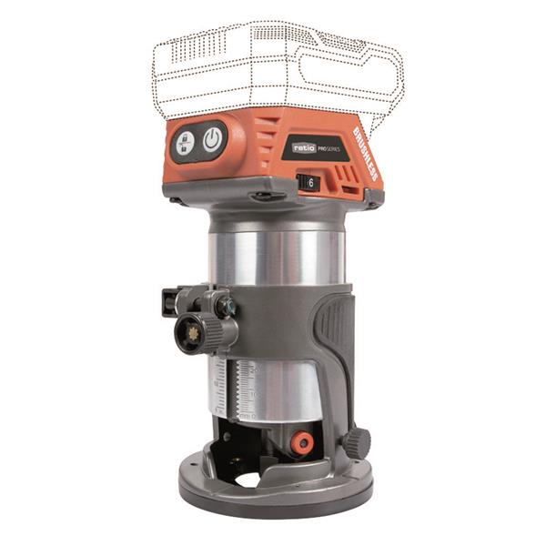 Fresadora bateria RATIO R-F20-B. 18V. 6-8 mm.