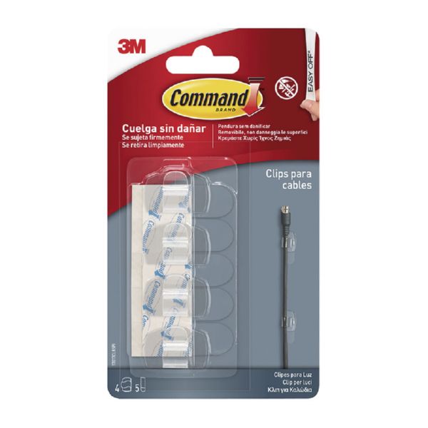 Ganchos sujetacables (4 uds.) transparente. Command.